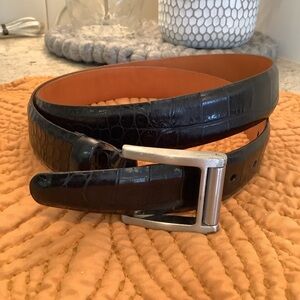 Martin Dingman Men's Black Alligator Grain Leather Belt New Condition Sz 38